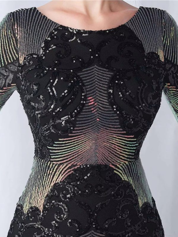 Elegant Backless Mini Sequin Bodycon Long Sleeve Evening Dresses - Image 2