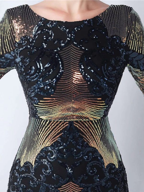 Elegant Backless Mini Sequin Bodycon Long Sleeve Evening Dresses - Image 20