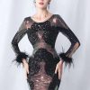Elegant Backless Mini Sequin Bodycon Long Sleeve Evening Dresses - Image 4