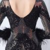 Elegant Backless Mini Sequin Bodycon Long Sleeve Evening Dresses - Image 7