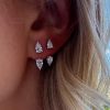 Elegant Front and Back Waterdrop Pattern Zircon C-shaped Stainless Steel Earrings