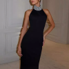Elegant High Neck Fashion Sleeveless Maxi Dress