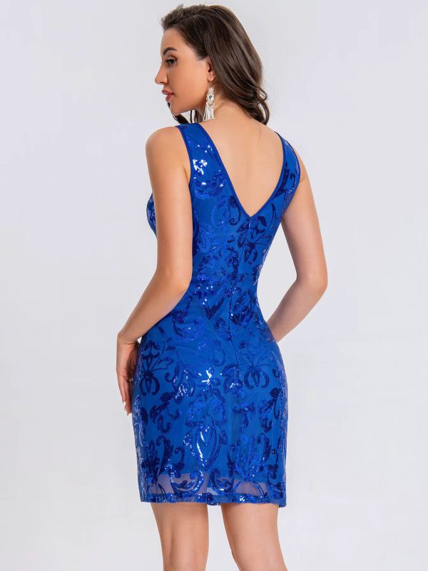 Elegant See Through Sequin Fashion Short Dress - Image 3