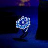 Elegant Shiny Blue Zirconia 3D Design Luxury Big Flower Open Size Ring - Image 2