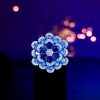 Elegant Shiny Blue Zirconia 3D Design Luxury Big Flower Open Size Ring - Image 3