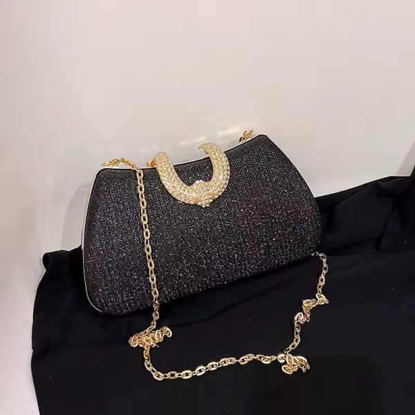 Elegant Sparkling Solid Color Temperament Shoulder Bag - Image 5