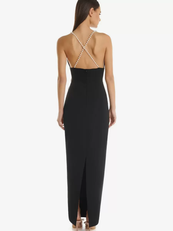 Flower Pattern V-Neck Ankle-Length Ball Gown Cocktail Dress - Image 3