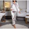 Flower Printed Satin Fashion Long Sleeves and Elastic Two Piece Set - Image 5