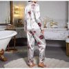 Flower Printed Satin Fashion Long Sleeves and Elastic Two Piece Set - Image 4