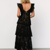 Flutter Sleeve V-Neck Fashion Lace Layered Maxi Dress - Image 3