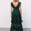 Flutter Sleeve V-Neck Fashion Lace Layered Maxi Dress - Image 8