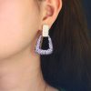 Geometric Shape Fashion Purple Cubic Zirconia Long Dangle Earrings - Image 3