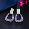 Geometric Shape Fashion Purple Cubic Zirconia Long Dangle Earrings - Image 6