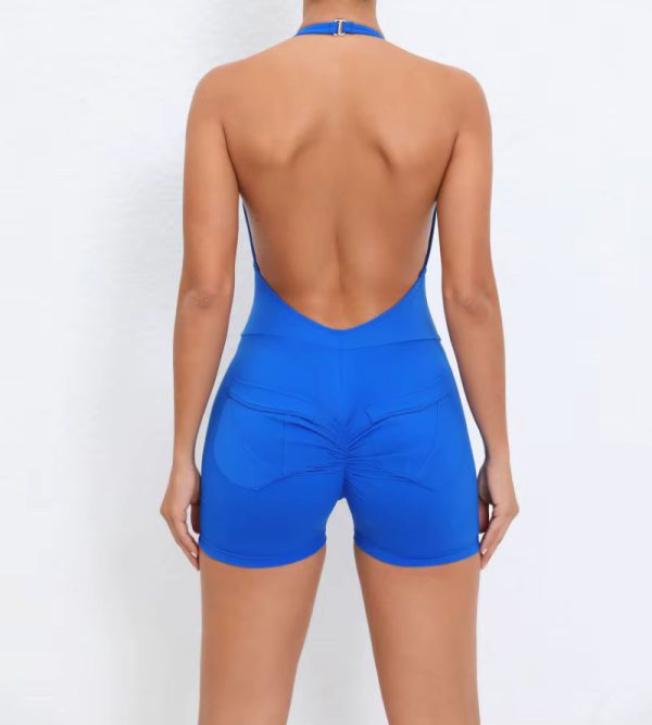 Halter Pocket Fashion Seamless Hip-lifting Backless Tight Shorts Jumpsuits - Image 10