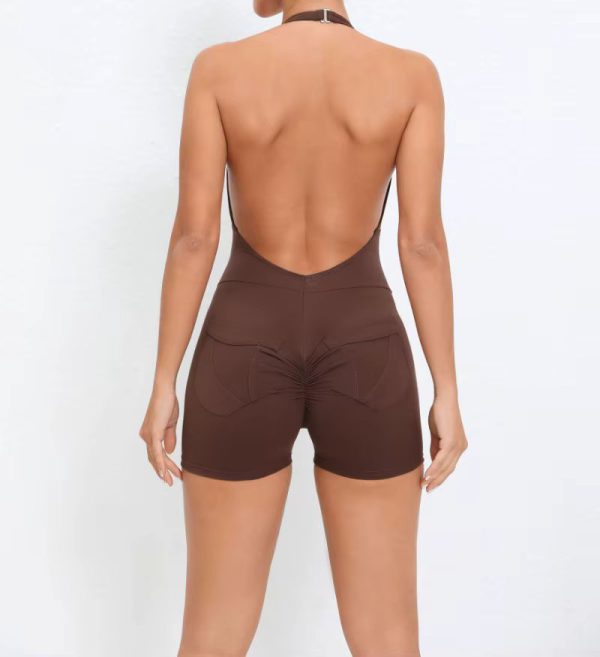 Halter Pocket Fashion Seamless Hip-lifting Backless Tight Shorts Jumpsuits - Image 12