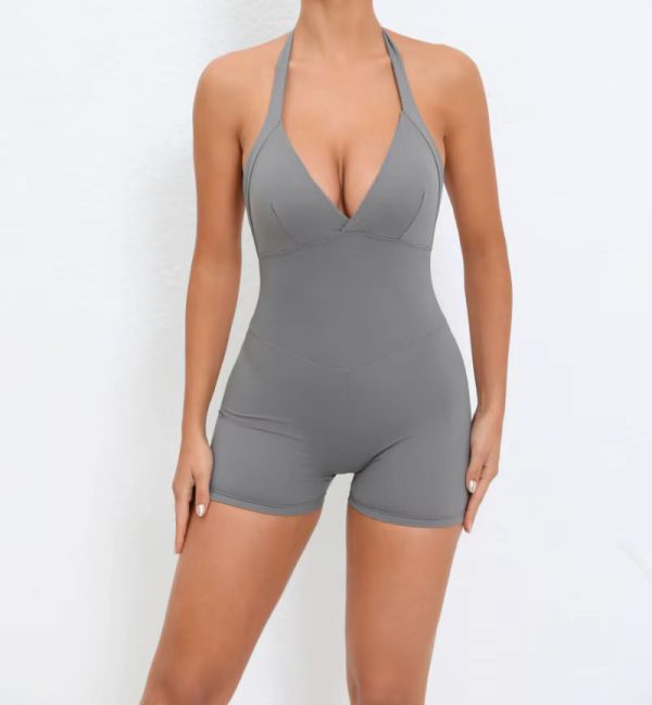 Halter Pocket Fashion Seamless Hip-lifting Backless Tight Shorts Jumpsuits - Image 5