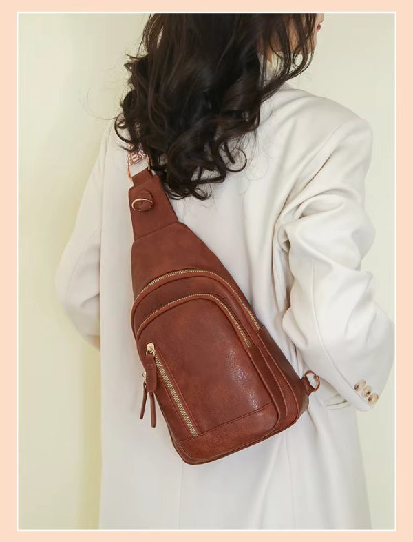 High Quality PU Leather Pack Crossbody Chest Bolsa Fashion Sling Bag - Image 11