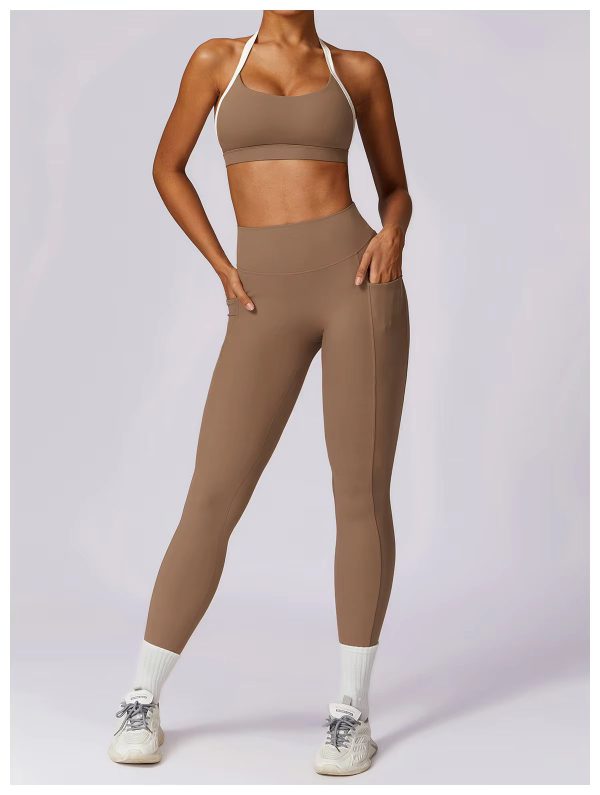 High Waist Leggings With Sleeveless Crop Top 2 Pieces Sports Suits - Image 7