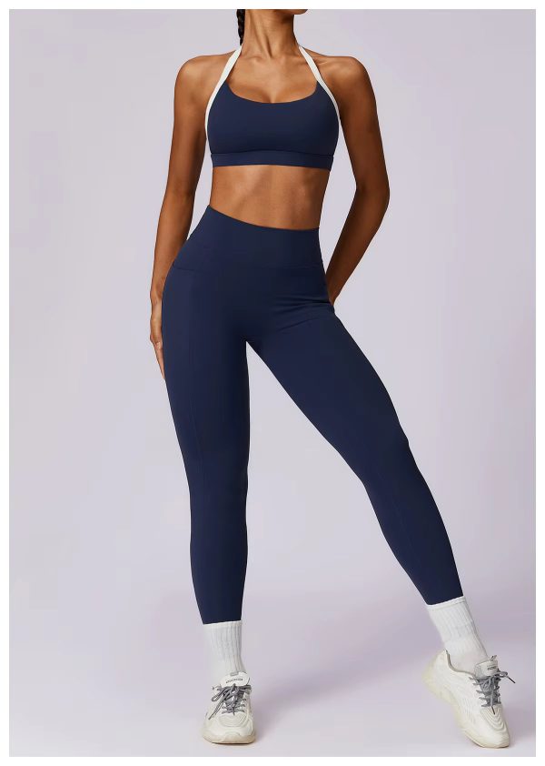 High Waist Leggings With Sleeveless Crop Top 2 Pieces Sports Suits - Image 8