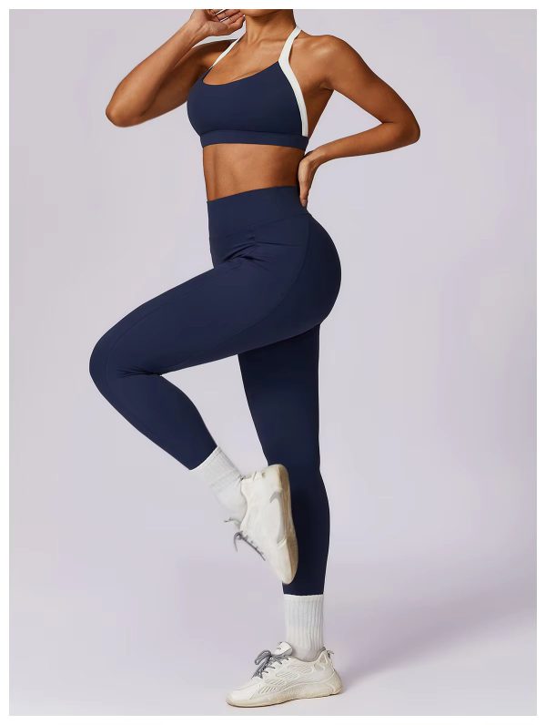 High Waist Leggings With Sleeveless Crop Top 2 Pieces Sports Suits - Image 11