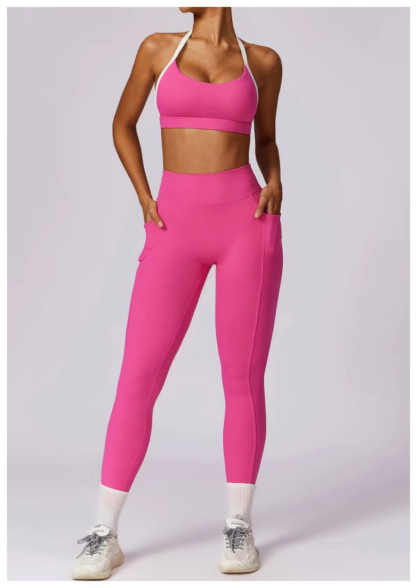 High Waist Leggings With Sleeveless Crop Top 2 Pieces Sports Suits - Image 5