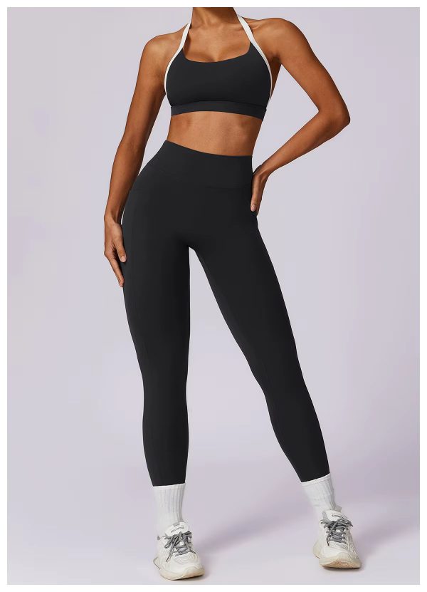 High Waist Leggings With Sleeveless Crop Top 2 Pieces Sports Suits - Image 6