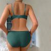 Lace Floral Embroidery Fashion Stain Bow And V-Neck Low Waist Thongs Bra Brief Sets - Image 6