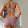Lace Floral Embroidery Fashion Stain Bow And V-Neck Low Waist Thongs Bra Brief Sets - Image 7