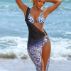 Leopard Print Halter Neck Bikini And Cut-Out Cover-up Swimsuit Set - Image 3