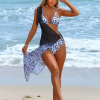 Leopard Print Halter Neck Bikini And Cut-Out Cover-up Swimsuit Set - Image 5
