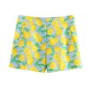 Linen Print Knot Decoration Casual Slim Fit Shorts