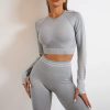 Long-Sleeved Beauty Shockproof Seamless Back Crop Fitness Workout Bra - Image 7