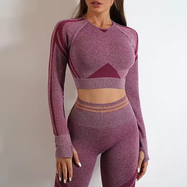 Long-Sleeved Beauty Shockproof Seamless Back Crop Fitness Workout Bra