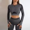 Long-Sleeved Beauty Shockproof Seamless Back Crop Fitness Workout Bra - Image 4
