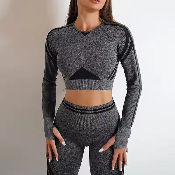 Long-Sleeved Beauty Shockproof Seamless Back Crop Fitness Workout Bra - Image 4