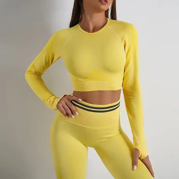 Long-Sleeved Beauty Shockproof Seamless Back Crop Fitness Workout Bra - Image 5