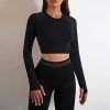 Long-Sleeved Beauty Shockproof Seamless Back Crop Fitness Workout Bra - Image 8