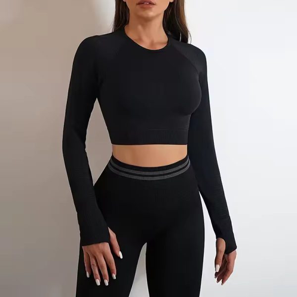 Long-Sleeved Beauty Shockproof Seamless Back Crop Fitness Workout Bra - Image 8