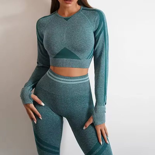 Long-Sleeved Beauty Shockproof Seamless Back Crop Fitness Workout Bra - Image 9