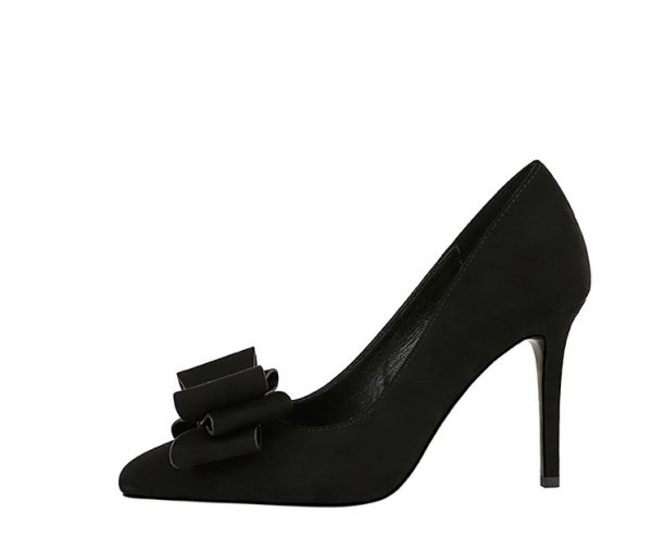 Luxury Bowknot Suede High Heels Stilettos Pumps Shoes - Image 3