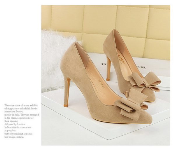Luxury Bowknot Suede High Heels Stilettos Pumps Shoes - Image 4