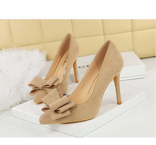Luxury Bowknot Suede High Heels Stilettos Pumps Shoes - Image 6