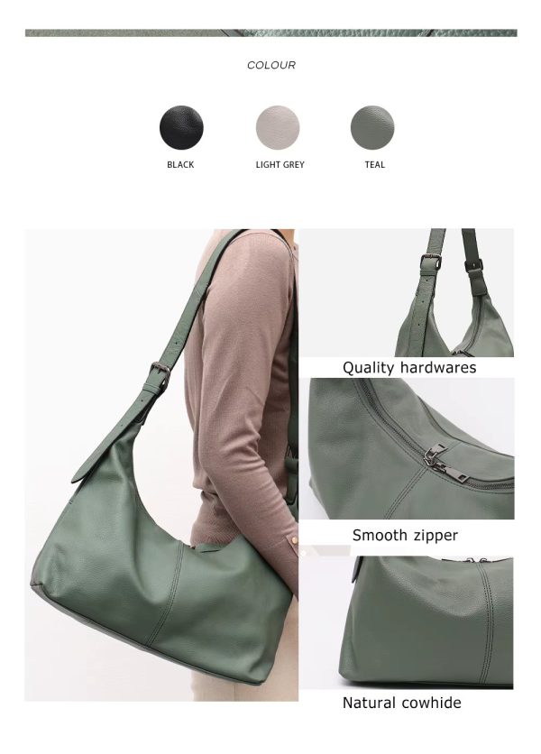 Luxury Cowhide Wide Strap Crossbody Large Casual Shoulder Purse - Image 4