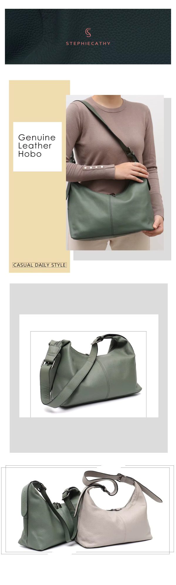 Luxury Cowhide Wide Strap Crossbody Large Casual Shoulder Purse - Image 5