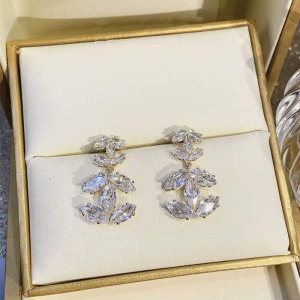 Luxury Crystal Zircon Shiny Rhinestone Letter Drop Earring - Image 2