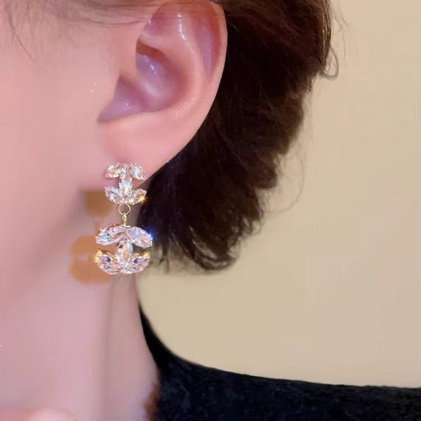 Luxury Crystal Zircon Shiny Rhinestone Letter Drop Earring