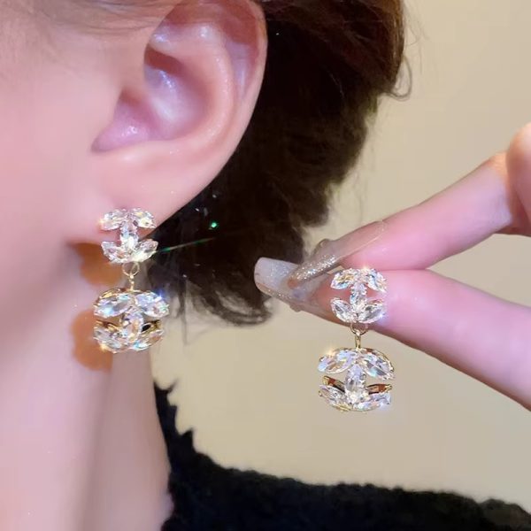 Luxury Crystal Zircon Shiny Rhinestone Letter Drop Earring - Image 6