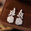 Luxury Flower Design Dangle  Silver Color Earrings - Image 4