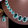 Luxury Light Green Oval Zirconia Elegant Earrings and Necklace Set - Image 3