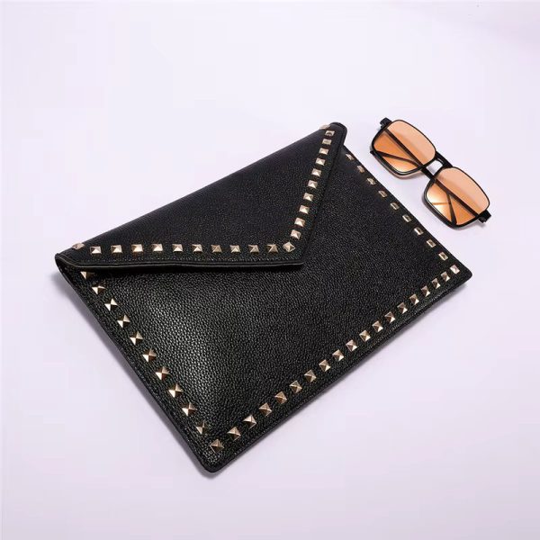 Luxury PU Leather Rivet Fashion Envelope Design Clutches Bag - Image 2